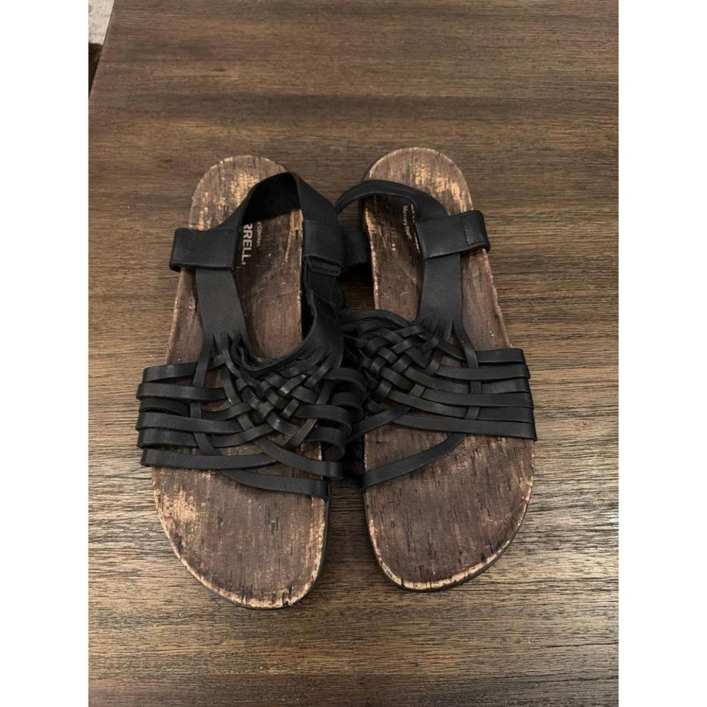 Merrell Black Woven Leather Slide Sandals